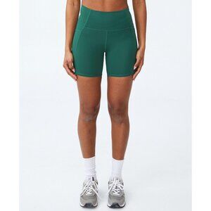Cotton On Body Biker Shorts Womens Size XS Green Ultimate Booty Pocket Yoga Gym